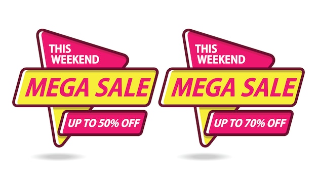 Mega Sale Banner Sticker Template Vector