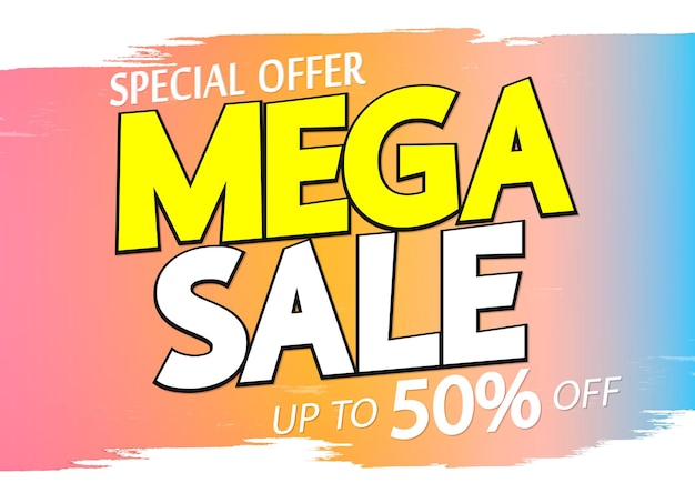 Vecteur mega sale jusqu'à 50 de réduction sur le modèle de conception d'affiche ou la bannière pour la boutique et la boutique en ligne