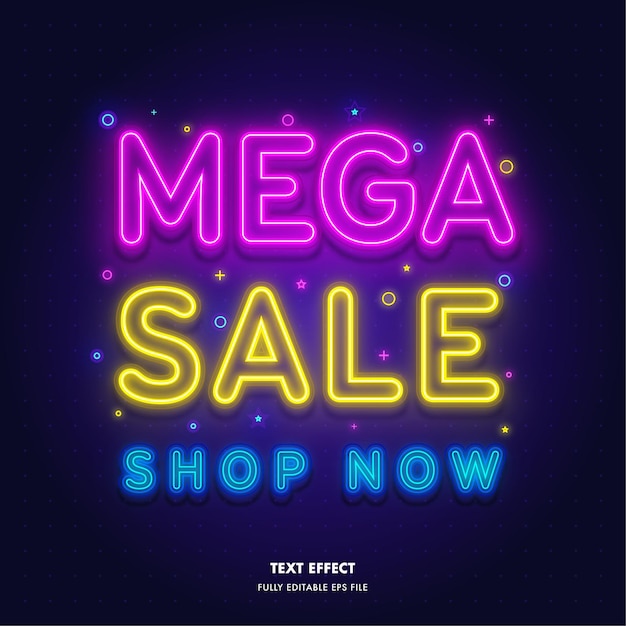 Mega vente boutique maintenant effet de texte