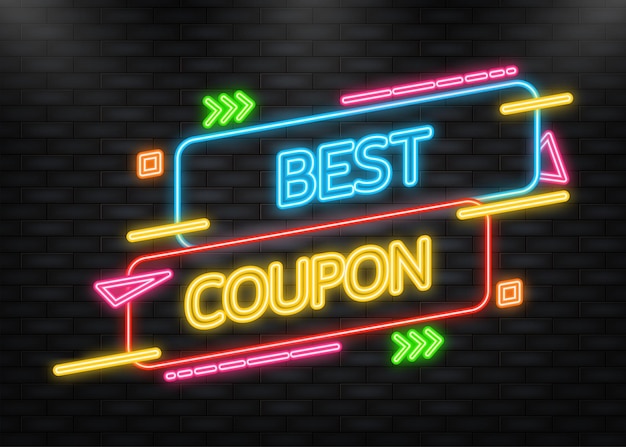 Meilleur Coupon Pour La Conception De La Promotion Bannière Au Néon Design Minimaliste Moderne Illustration Vectorielle