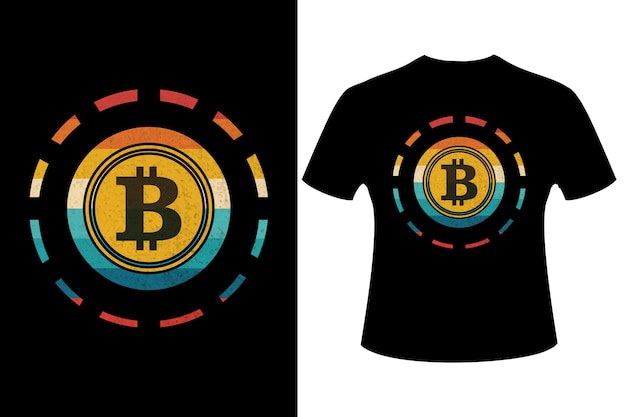 Vecteur meilleur design de t-shirt de crypto-monnaie bitcoin btc vintage rétro