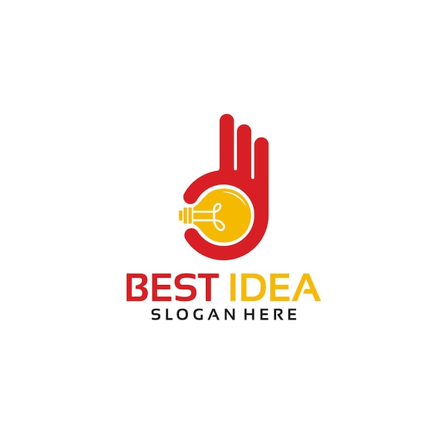 Meilleur Modèle De Logo D'idée Avec Illustration Vectorielle De Geste De La Main