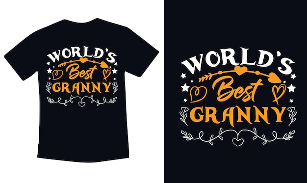 Vecteur meilleur modèle vectoriel de conception de t-shirt de typographie de grand-mère au monde