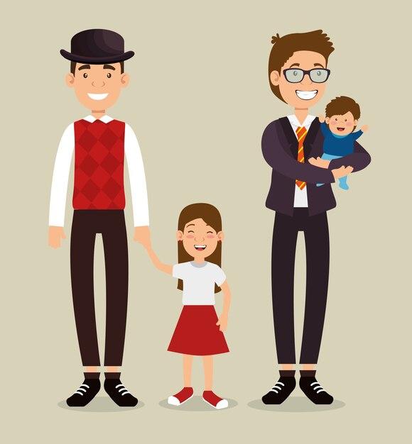 Meilleur Père Avec Avatars Fille Et Fils