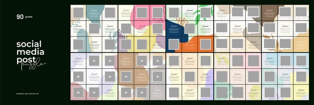 Vecteur meilleure collection de 90 modèles de conception de puzzles postés sur les réseaux sociaux