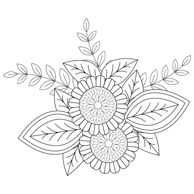 Meilleure Page De Coloriage De Fleur Et Mandala D'illustration De Fleur Dessiné à La Main Pour Adulte