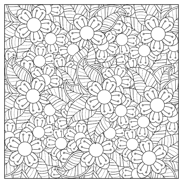 Meilleure Page De Coloriage De Fleur Et Mandala D'illustration De Fleur Dessiné à La Main Pour Adulte