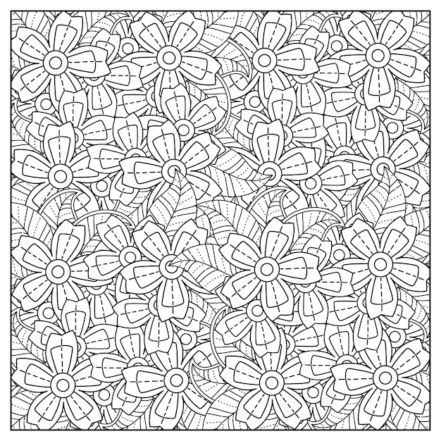 Meilleure Page De Coloriage De Fleur Et Mandala D'illustration De Fleur Dessiné à La Main Pour Adulte