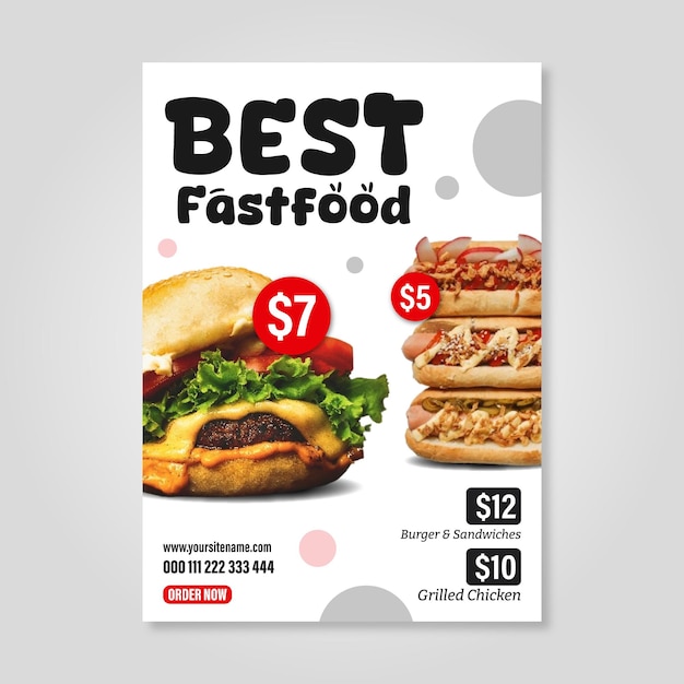La meilleure publicité de menu de restauration rapide
