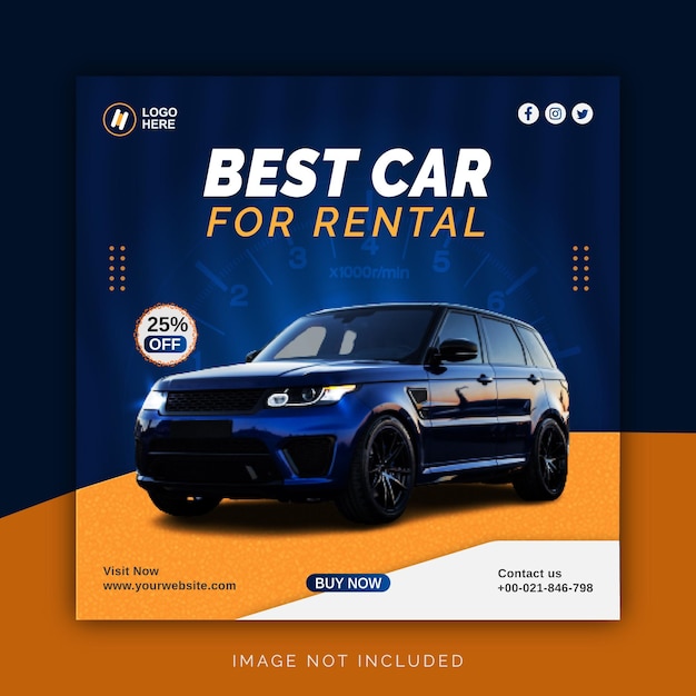 Vecteur meilleure voiture pour la collection de location instagram banner ad concept modèle de publication sur les médias sociaux