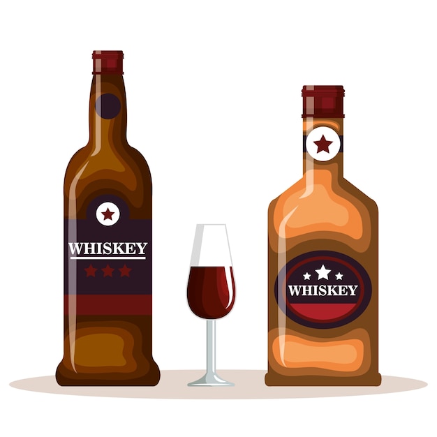 Vecteur meilleures bouteilles de whisky et tasses vector illustration design