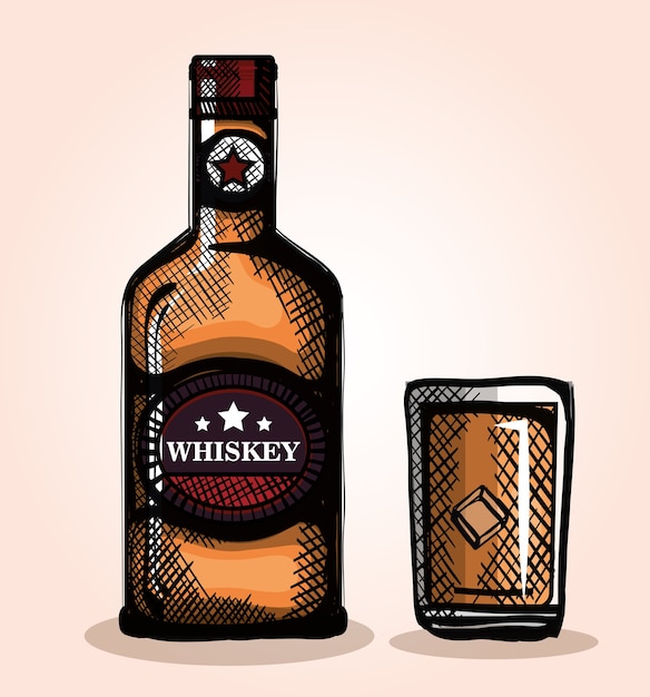 Vecteur meilleures bouteilles de whisky et tasses vector illustration design