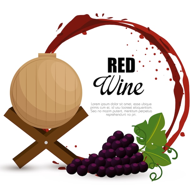 Vecteur meilleurs raisins de vin et étiquette de baril