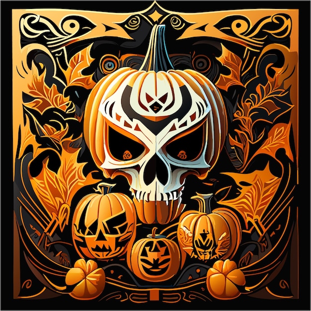 Vecteur mélange de rêves et d'incantations opus halloween de pumpkin skull