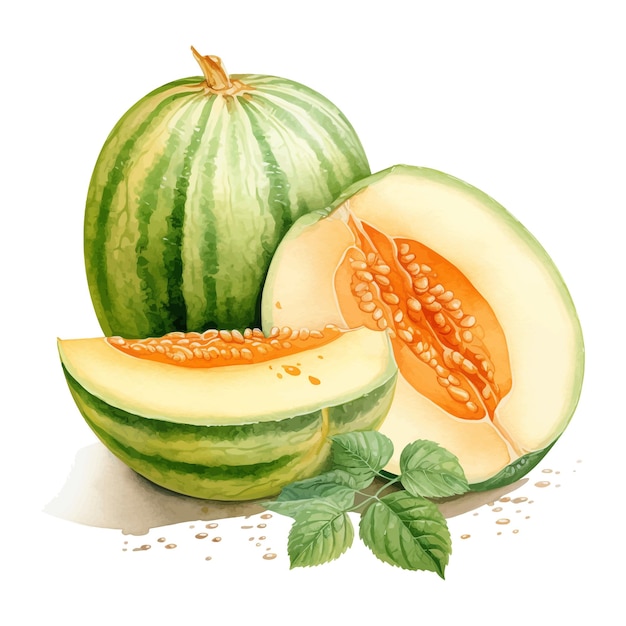 Melon Aquarelle Clipart Fond Blanc