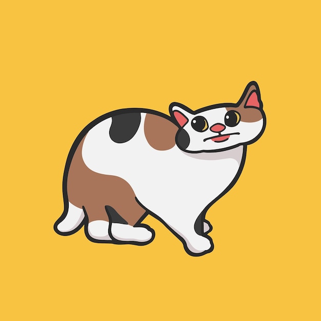 Un meme de chat drôle, un autocollant, un t-shirt, un vecteur, une illustration mignonne.