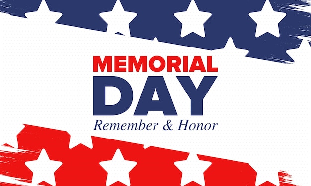 Memorial Day aux États-Unis Rappelez-vous et honorez les vacances Affiche vectorielle des forces armées des États-Unis