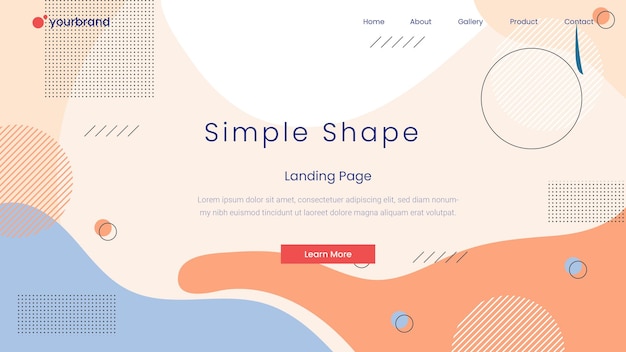 Memphis Gradient Abstract Landing Page Design Vecteur Premium