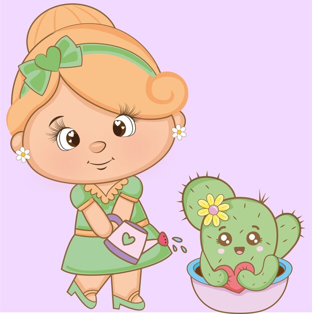 Menina e seu cactus