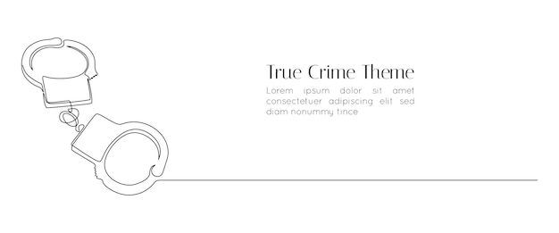 Menottes dans un dessin au trait continu Symbole de la justice policière et du concept de prison carcérale dans un style linéaire simple Bannière de modèle de véritable crime avec contour modifiable Illustration vectorielle de Doodle