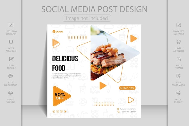 Menu Alimentaire Et Design Plat De Restaurant Facebook, Instagram Et Modèle De Publication Sur Les Réseaux Sociaux