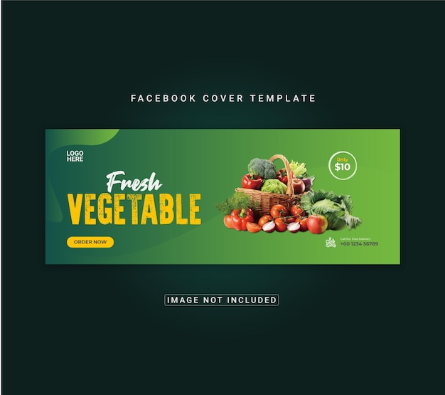 Vecteur menu alimentaire et modèle de bannière de couverture facebook de salade saine