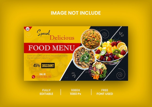 Menu alimentaire et modèle de bannière web restaurant