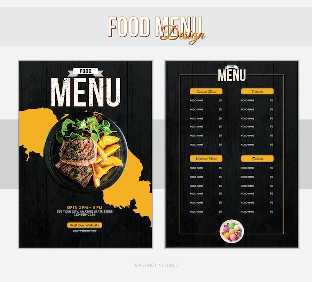 Menu alimentaire vectoriel un modèle de conception de restaurant