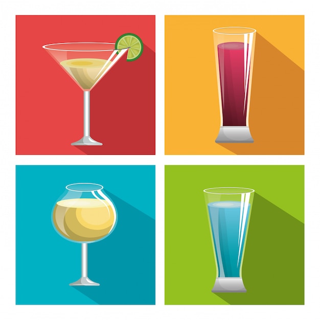 Vecteur menu cocktails liste bar
