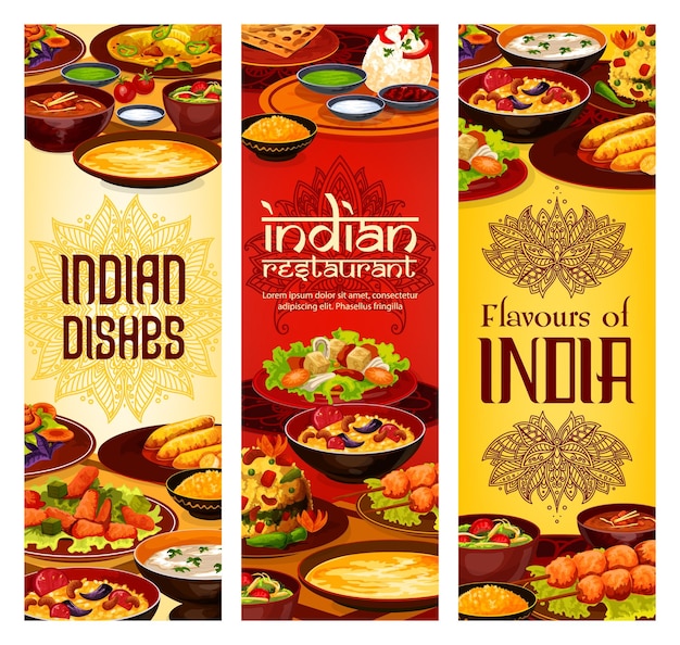 Le menu de la cuisine indienne couvre des plats indiens authentiques