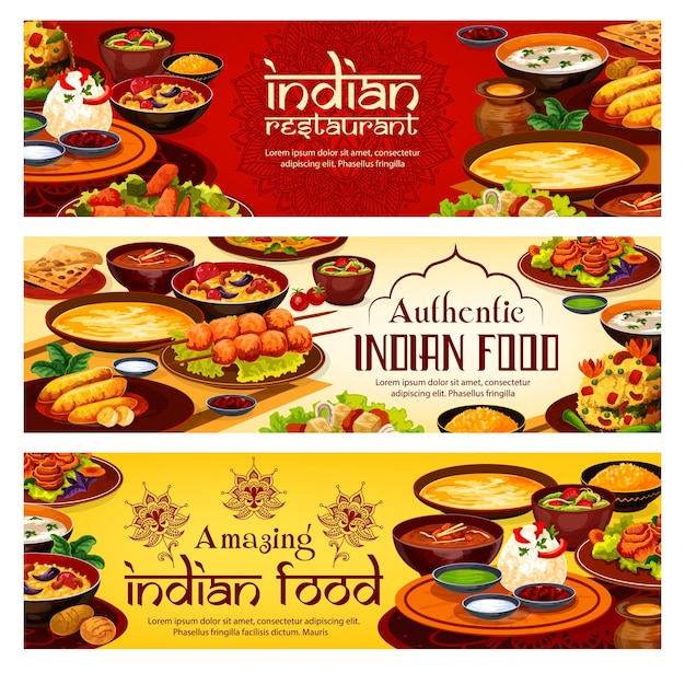 Vecteur menu de cuisine indienne plat de restaurant indien authentique