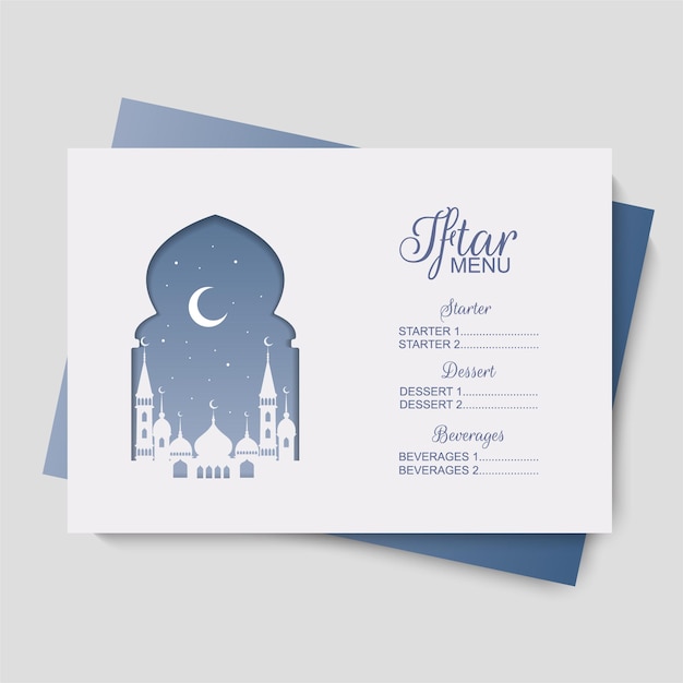 Menu Du Restaurant Arabe. Carte De Voeux De Ramadan. Soirée Iftar