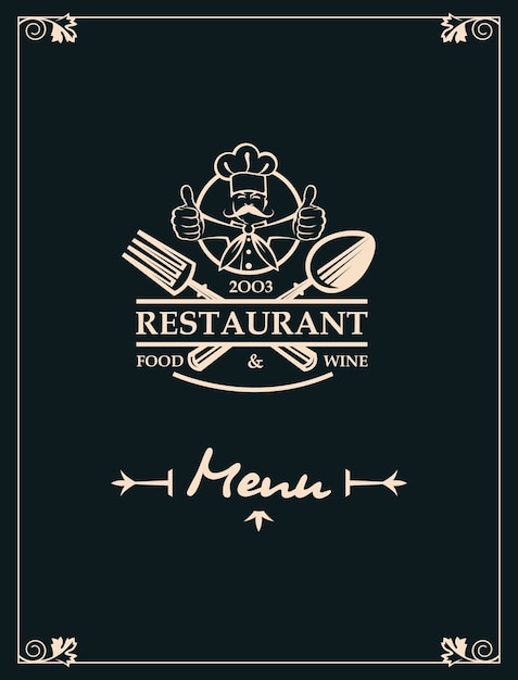 Menu Du Restaurant Avec Ustensiles De Cuisine Et Chef