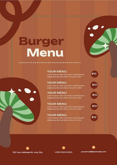 Vecteur le menu des hamburgers