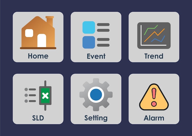 Menu De L'interface Utilisateur Hmi Scada Design Plat Industriel