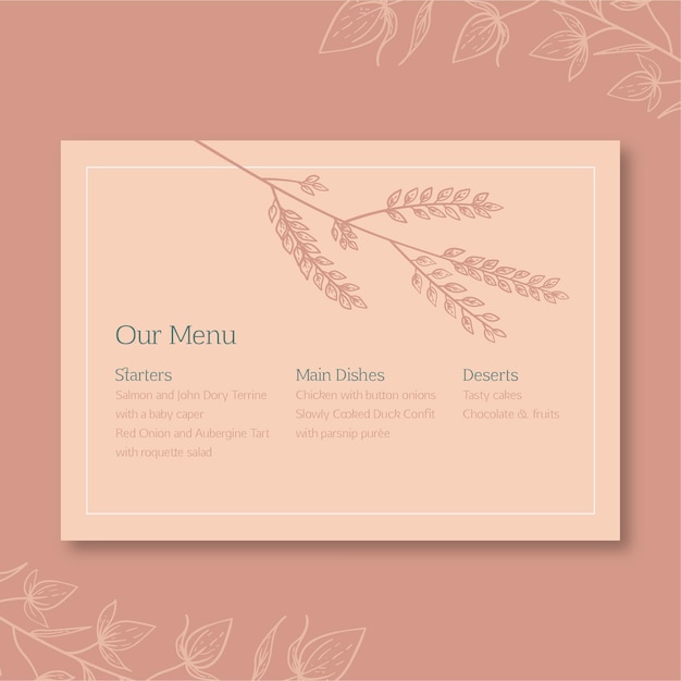 Vecteur menu de mariage floral