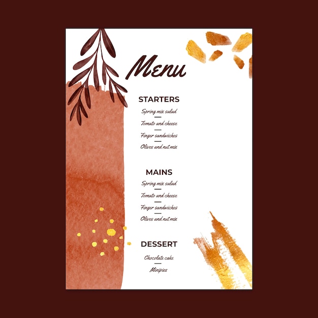 Vecteur menu de mariage minimal