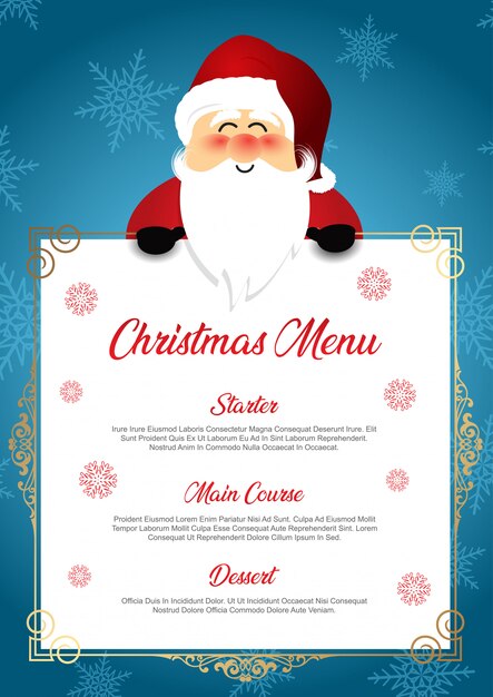 Menu De Noël Avec Un Joli Père Noël