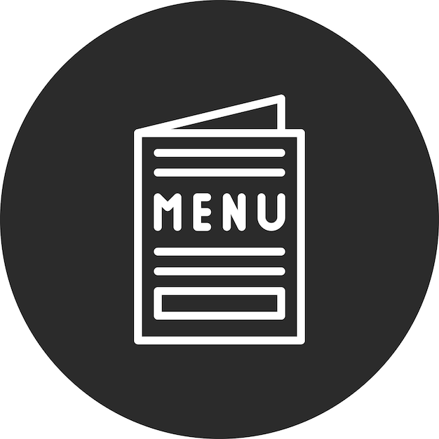 un menu noir et blanc avec un fond blanc