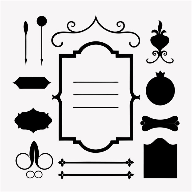 Menu or calligraphique élégant et éléments de conception d'invitation
