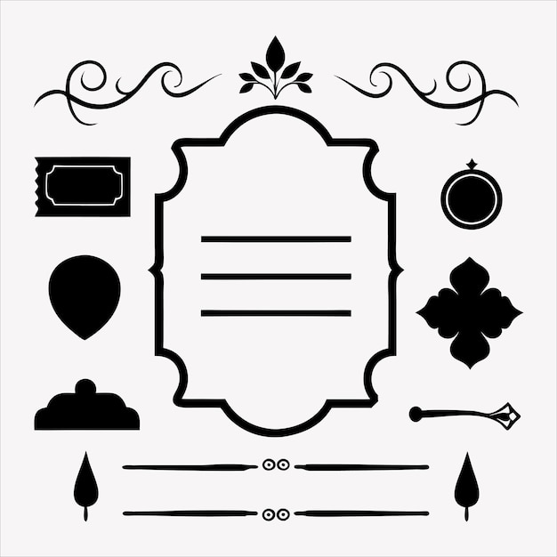 Menu or calligraphique élégant et éléments de conception d'invitation