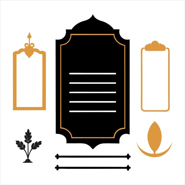 Menu or calligraphique élégant et éléments de conception d'invitation