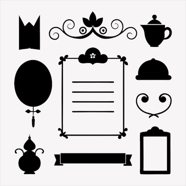 Menu or calligraphique élégant et éléments de conception d'invitation