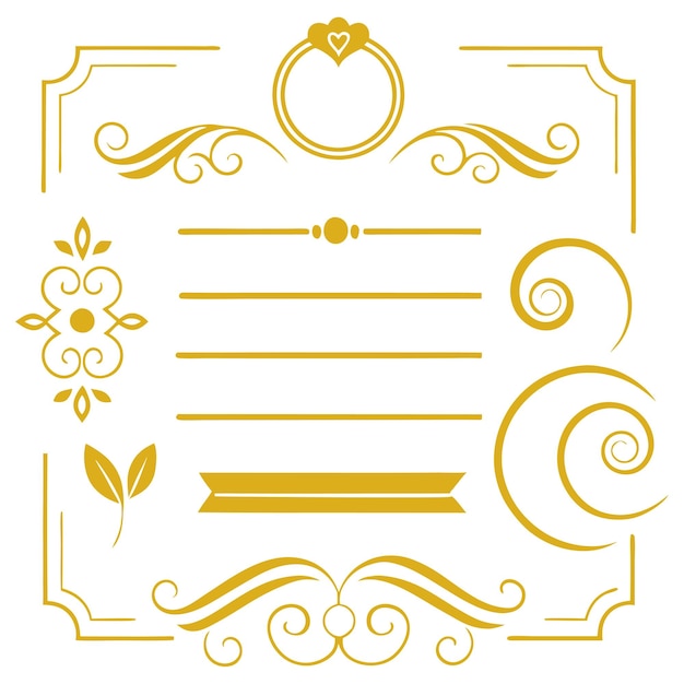 Menu or calligraphique élégant et éléments de conception d'invitation