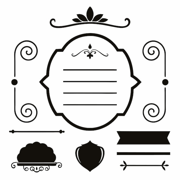 Menu or calligraphique élégant et éléments de conception d'invitation