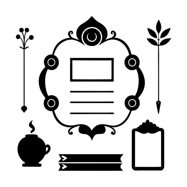Menu or calligraphique élégant et éléments de conception d'invitation