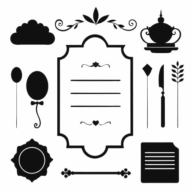 Menu or calligraphique élégant et éléments de conception d'invitation