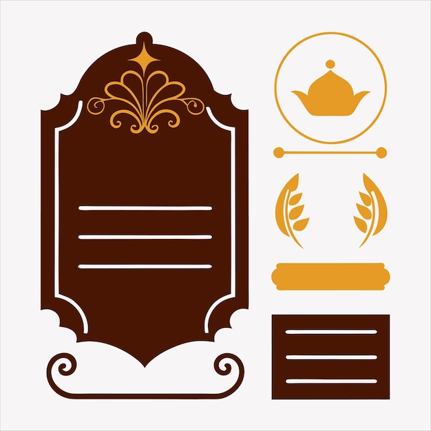 Menu or calligraphique élégant et éléments de conception d'invitation