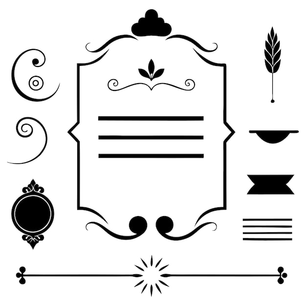 Menu or calligraphique élégant et éléments de conception d'invitation