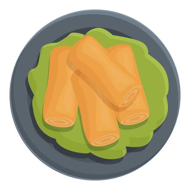 Menu petit déjeuner icône dessin animé vecteur rouleau nourriture repas frit